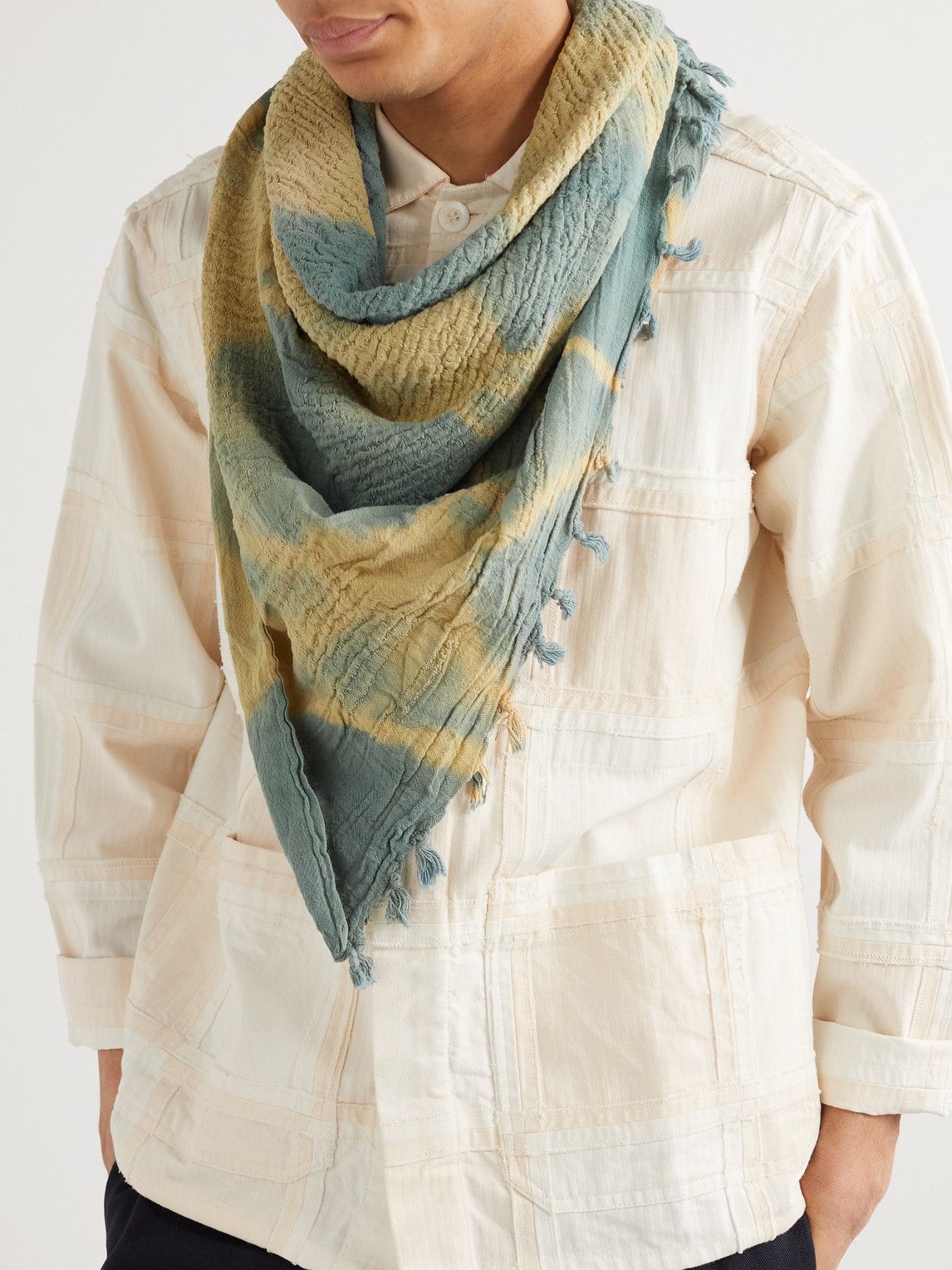 Nicholas Daley - Tasseled Tie-Dyed Cotton-Gauze Scarf Nicholas Daley