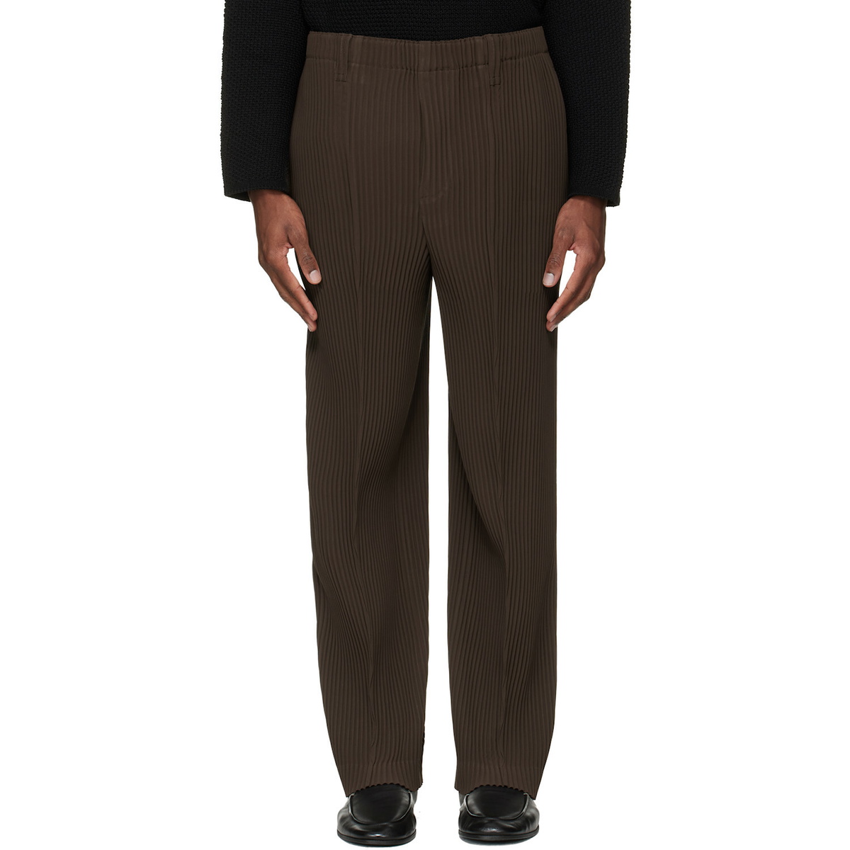 HOMME PLISSÉ ISSEY MIYAKE Brown Tuxedo Pleats Trousers