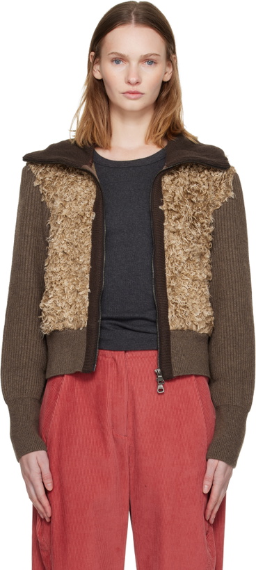 Photo: Andersson Bell Brown & Beige Fur Combo Knit Cardigan