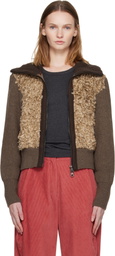 Andersson Bell Brown & Beige Fur Combo Knit Cardigan