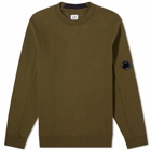 C.P. Company Men's Diagonal Fleece Lens Crew Sweat in Ivy Green