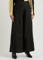 Lovebirds Wide-leg Twill Trousers Black