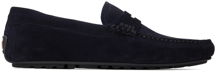 Photo: BOSS Navy Embroidered Loafers