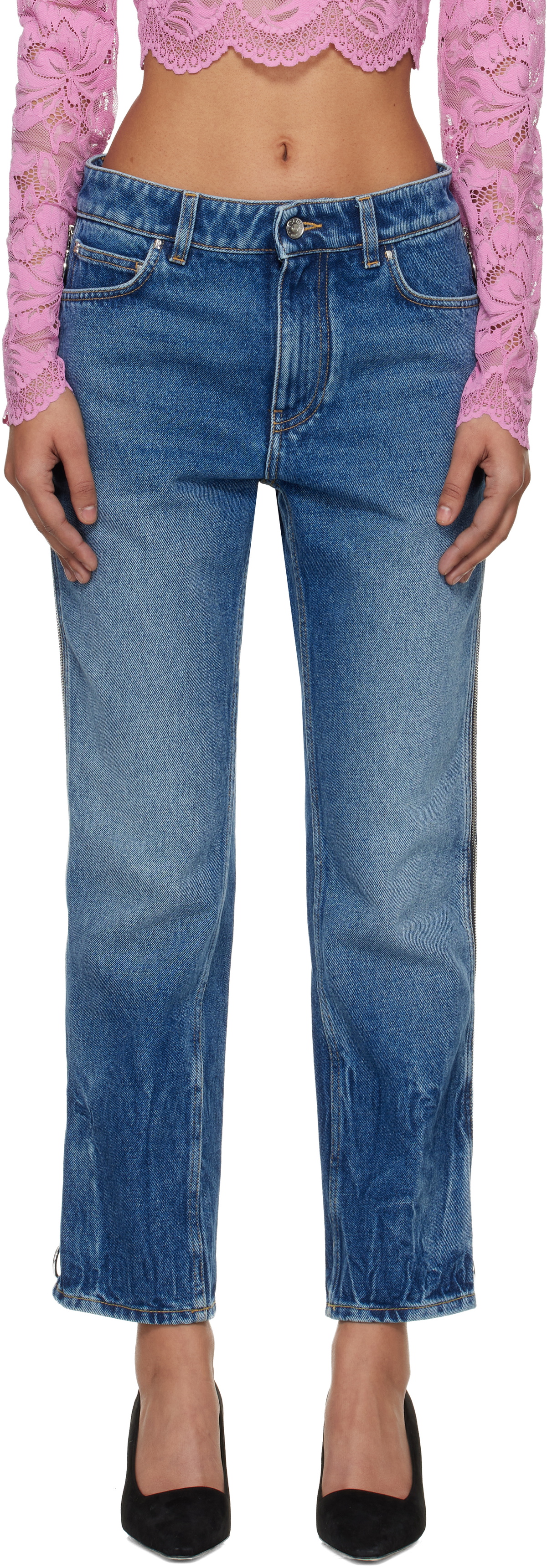 Rabanne Blue Zip Jeans