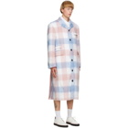 Thom Browne Blue and Pink Mohair Chesterfield Coat