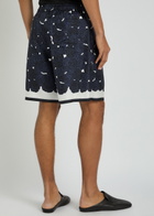 Givenchy Floral-print Silk Shorts Navy