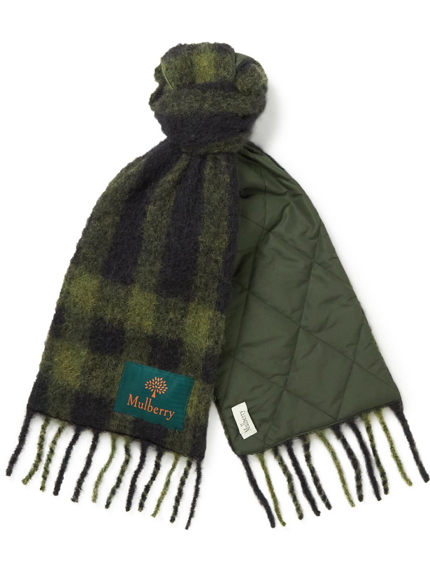 Photo: Mulberry - Reversible Checked Knitted and Quilted Recycled Shell Scarf