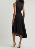 Alaïa Asymmetric Ribbed Wool Midi Dress Black