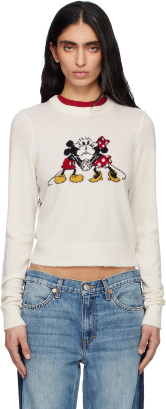 Photo: Re/Done White Cashmere 'Mickey Mouse' Sweater