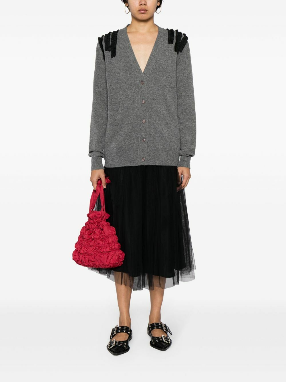 Molly Goddard Grey Sally Wool-Blend Cardigan
