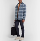 Faherty - Faux Shearling-Lined Checked Cotton and Wool Shirt Jacket - Blue