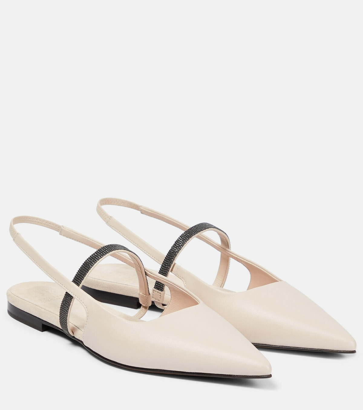 バレエシューズ Brunello Cucinelli Ballerina BRUNELLO CUCINELLI Bead-embellished suede ballet flats | NET