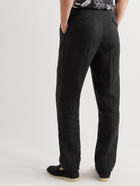 Ralph Lauren Purple label - Straight-Leg Pleated Linen Trousers - Black