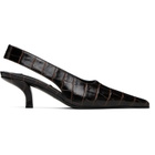 TOTEME Brown Classic Croco-Embossed Slingback Heels