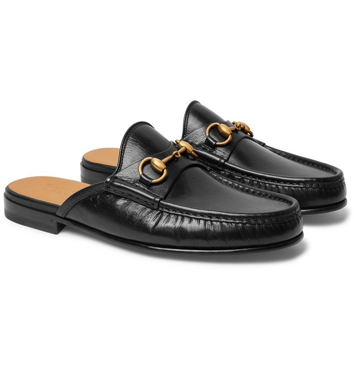 Photo: Gucci - Open Roos Horsebit Leather Backless Loafers - Men - Black