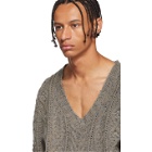Chin Mens Grey Crop V-Neck Sweater
