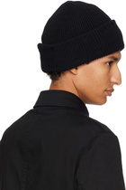 Y's For Men Black Damaged Knit Beanie