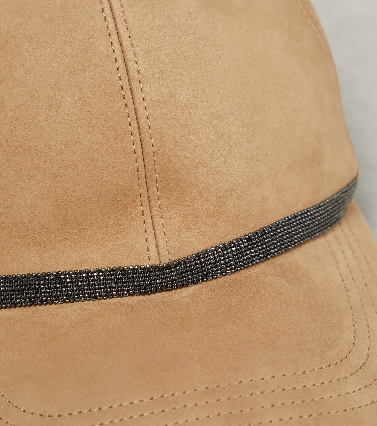 Brunello Cucinelli Monili-embellished suede baseball cap