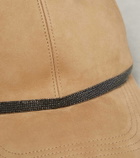 Brunello Cucinelli Monili-embellished suede baseball cap
