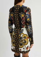 Farm Rio Maxi Floral-print Crepe Wrap Mini Dress Black