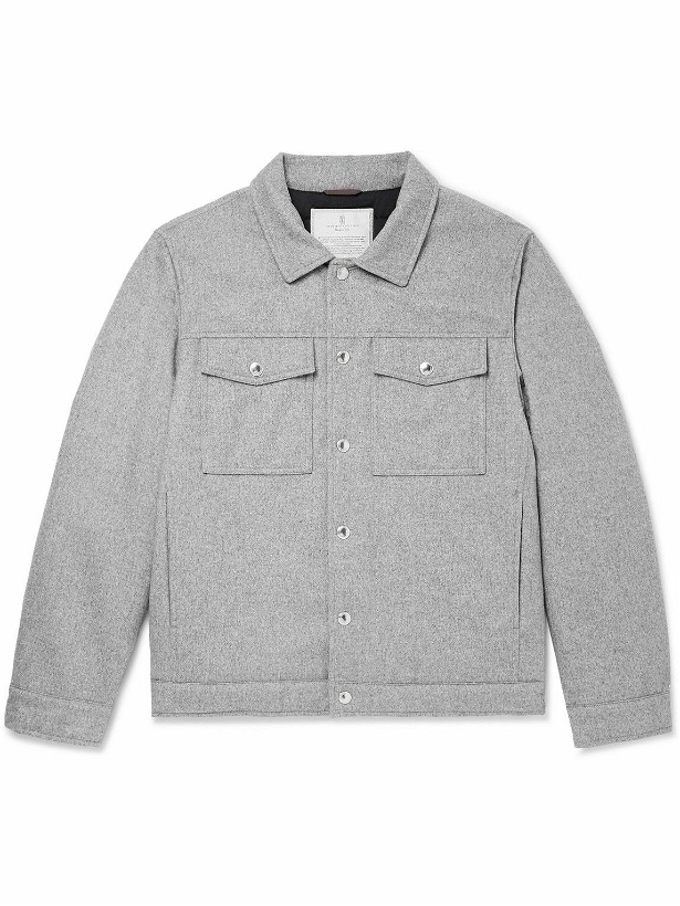 Photo: Brunello Cucinelli - Padded Wool Shirt Jacket - Gray