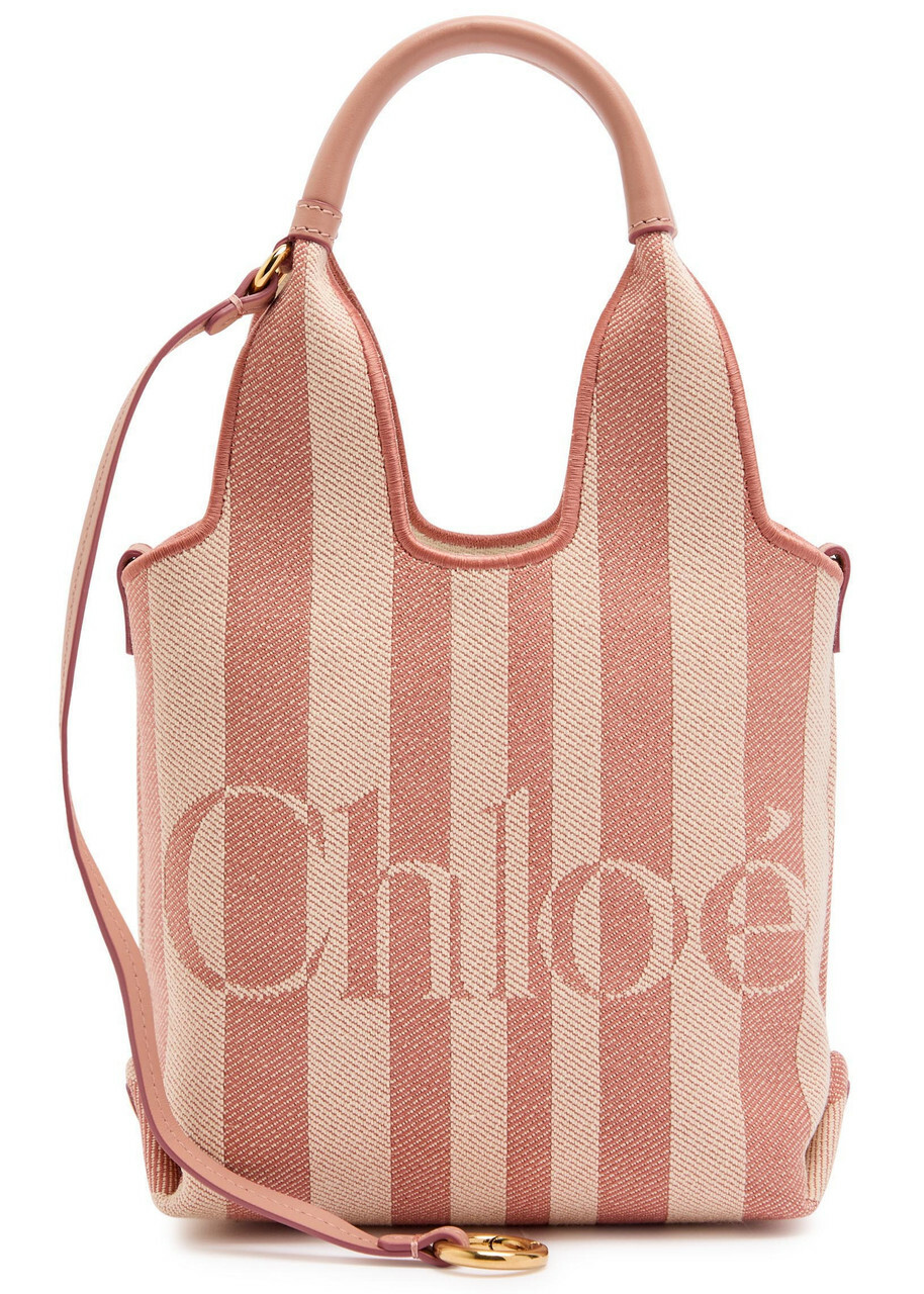 Chloe Stripy Logo-jacquard Canvas Tote bag - Pink And White - One Size