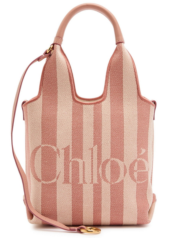 Photo: Chloe Stripy Logo-jacquard Canvas Tote bag - Pink And White - One Size