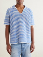 Orlebar Brown - Batten Striped Open-Knit Cotton Polo Shirt - Blue