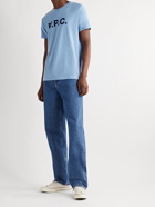 A.P.C. - VPC Logo-Flocked Cotton-Blend Jersey T-Shirt - Blue