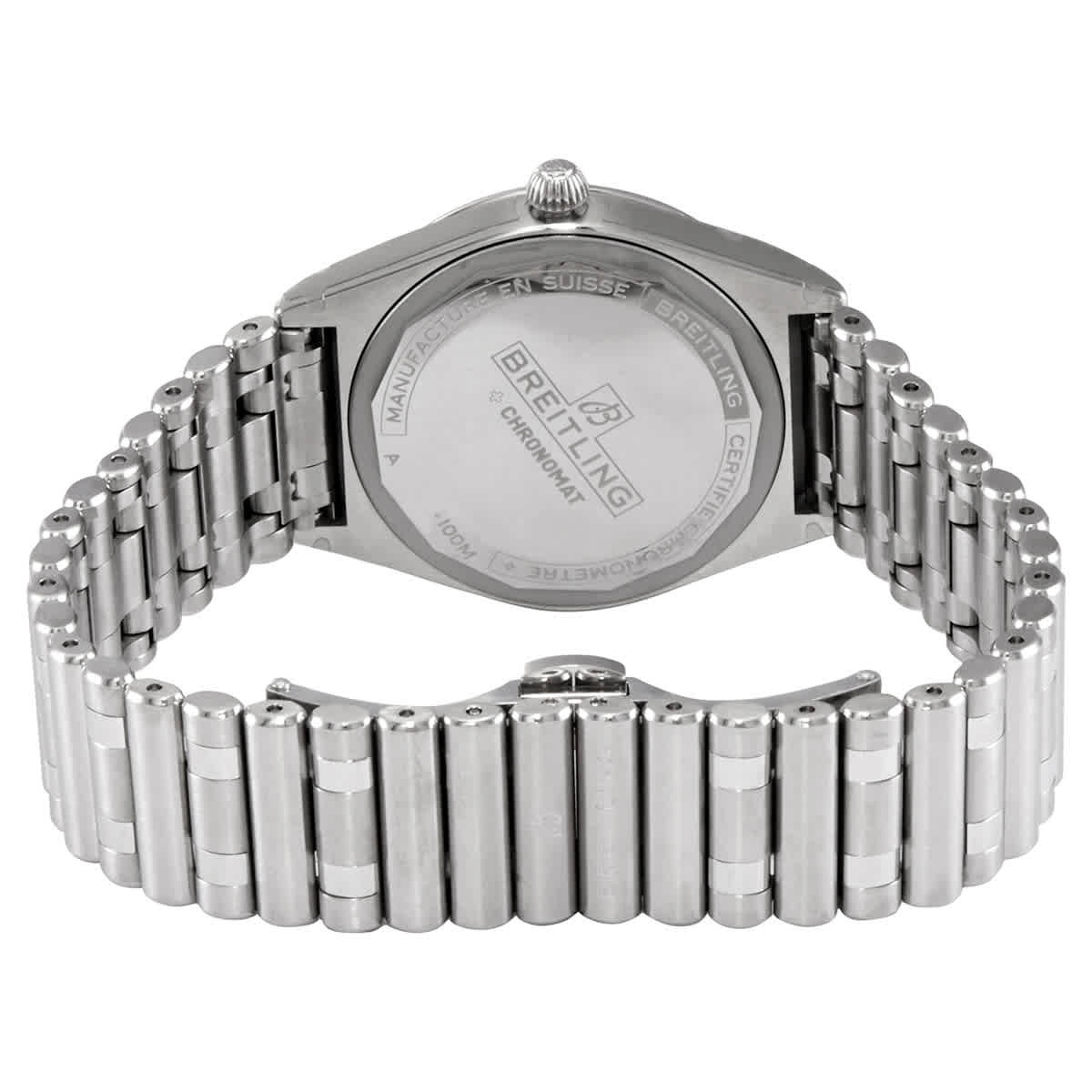 Breitling Chronomat Quartz Chronometer Diamond Green Dial Ladies Watch A77310101L1A1