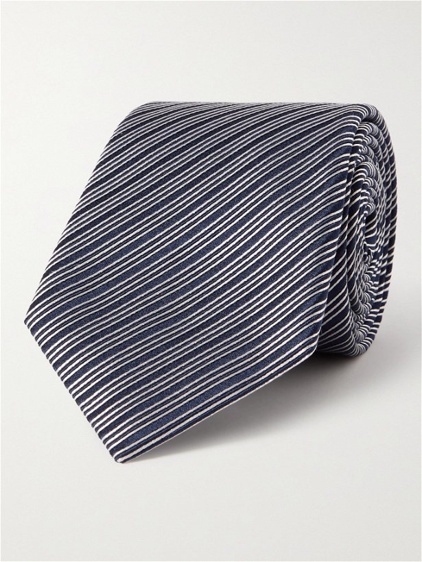 Photo: GIORGIO ARMANI - 8cm Striped Silk-Jacquard Tie - Unknown