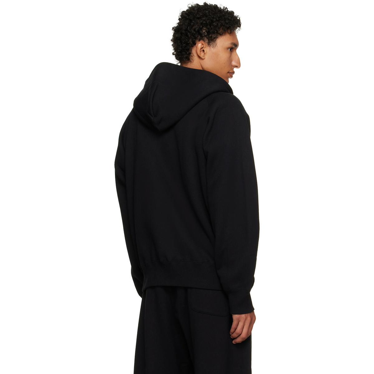 sacai Black Cotton Jersey Hoodie