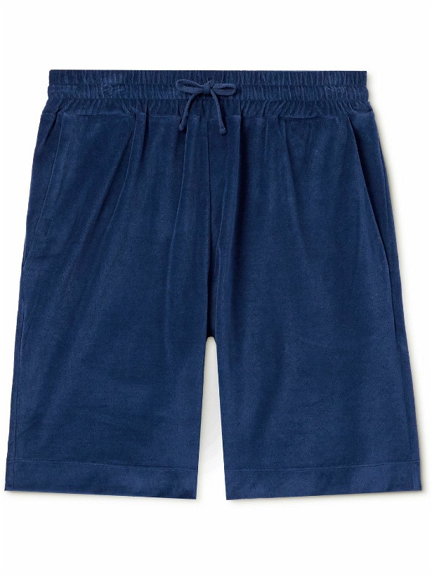Photo: Loro Piana - Straight-Leg Cotton and Silk-Blend Chenille Drawstring Bermuda Shorts - Blue
