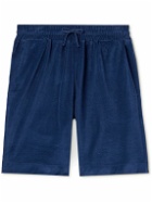 Loro Piana - Straight-Leg Cotton and Silk-Blend Chenille Drawstring Bermuda Shorts - Blue