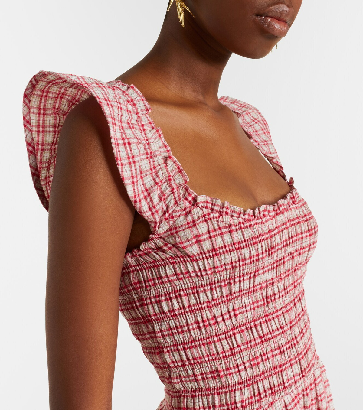 Faithfull Eudora checked cotton midi dress