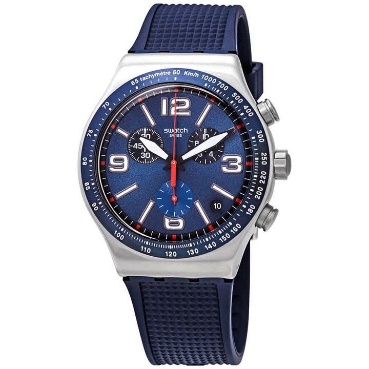 Photo: Swatch Blue Grid Chronograph Quartz Blue Dial Mens Watch YVS454
