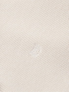 Balenciaga - Intertwined Oversized Logo-Print Ribbed Cotton-Blend Half-Zip Sweater - Neutrals