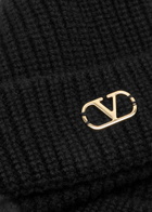 Valentino Garavani V-logo Ribbed Cashmere Beanie - Black - One Size