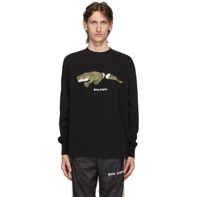 Photo: Palm Angels Black Croco Long Sleeve T-Shirt