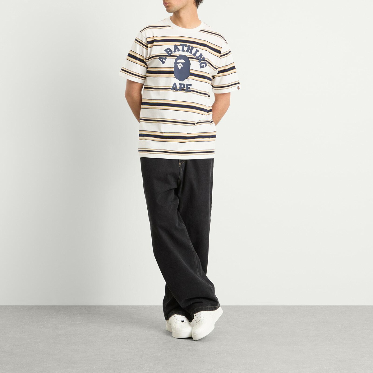 A Bathing Ape Men's College Stripe T-Shirt in White