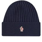 Moncler Grenoble Men's Rib Logo Beanie in Navy