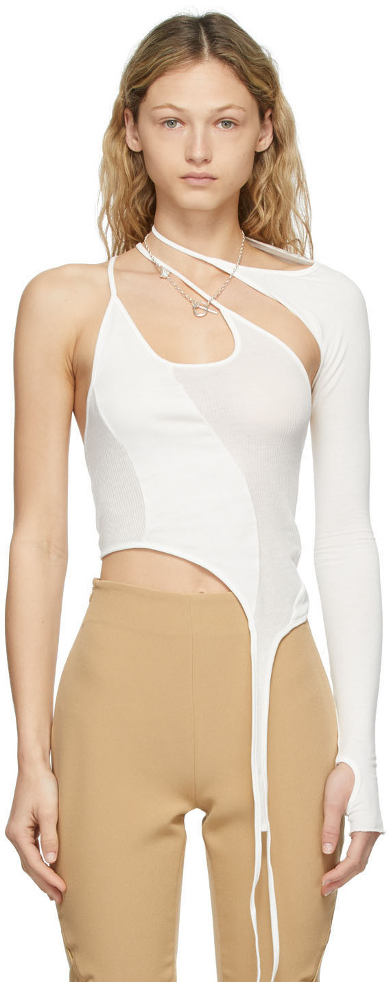 Hyein Seo SSENSE Exclusive White Single-Sleeve T-Shirt Hyein Seo