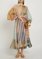 Zimmermann Rebellion Striped Linen and Silk-blend Midi Shirt Dress Multicoloured 1
