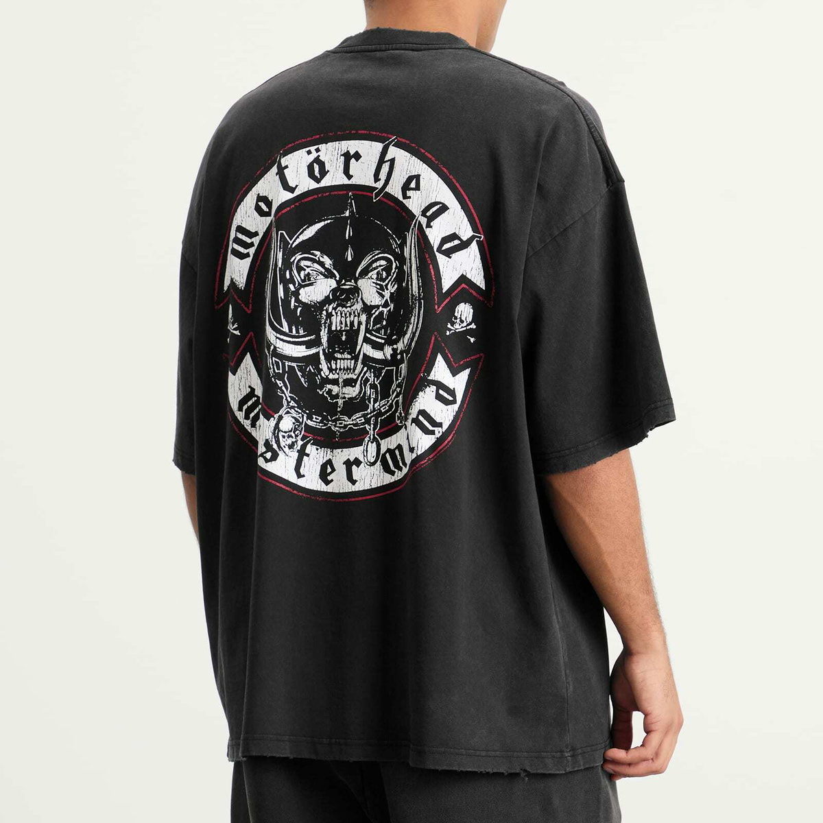 END. Men's x MASTERMIND WORLD x Motorhead Biker Badge T-Shirt in Black