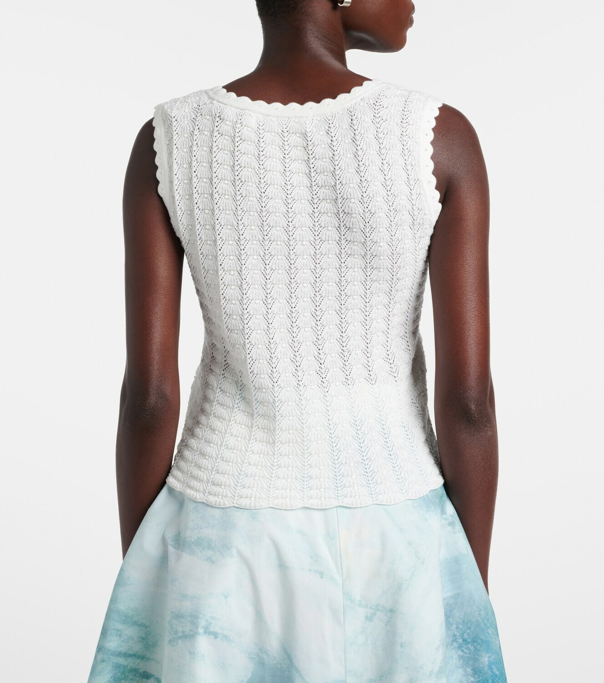 Oscar de la Renta Pointelle cotton and silk tank top
