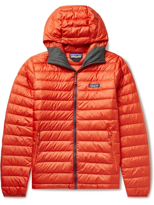 Photo: PATAGONIA - Quilted DWR-Coated Recycled Ripstop Down Hooded Jacket - Orange - S