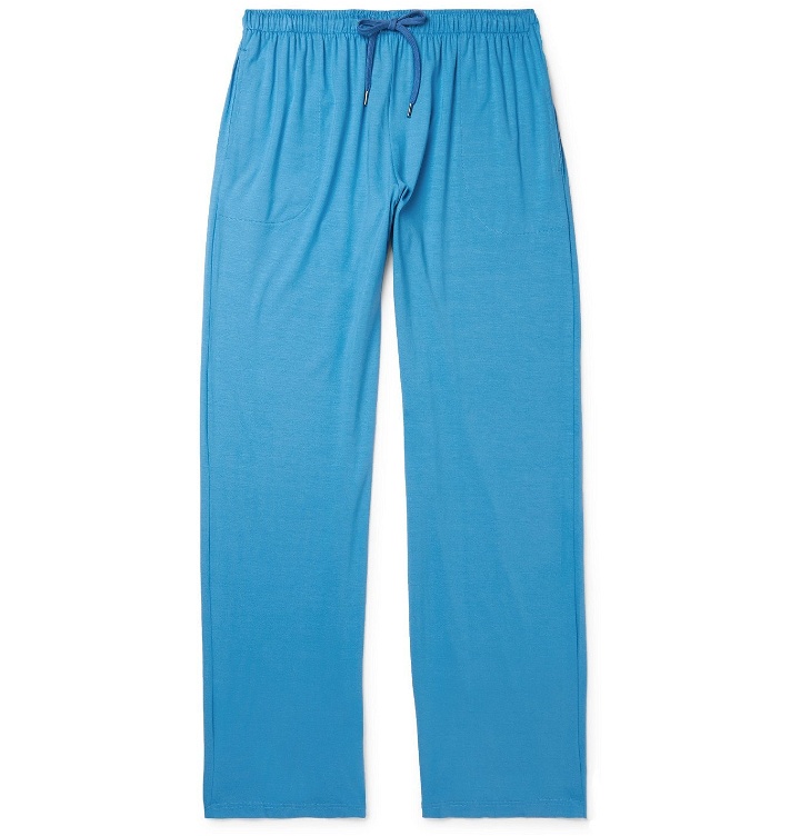 Photo: DEREK ROSE - Stretch Micro Modal Jersey Lounge Trousers - Blue
