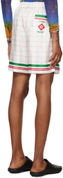 Casablanca White Tennis Club Check Shorts