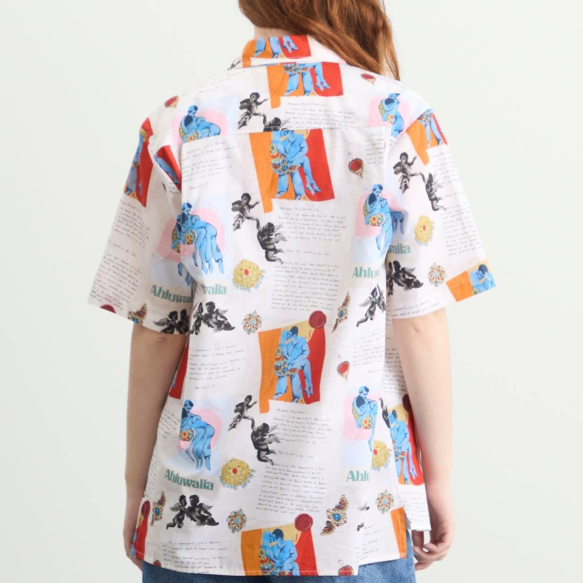 Ahluwalia Women's Kada Short Sleeve Shirt in Cream Multi Print
