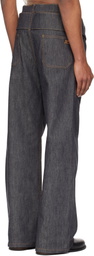 Courrèges Gray Double Belt Denim Jeans